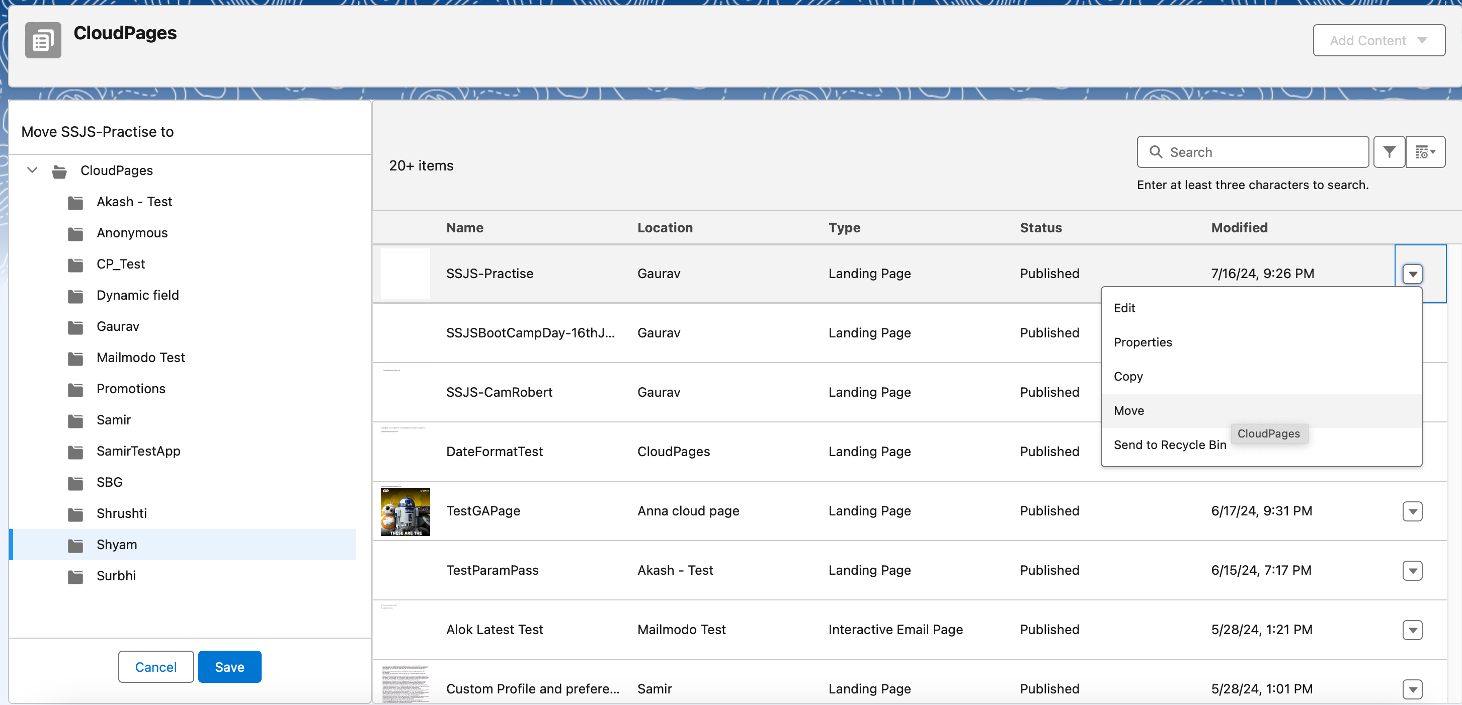 Cloud Page Mobility